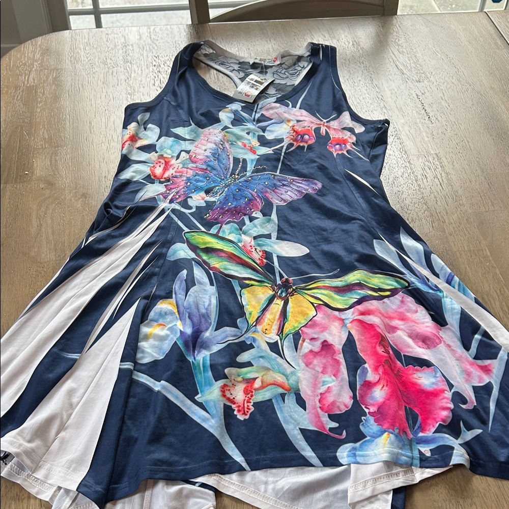 India Boutique Navy Floral Butterfly Swim Coverup